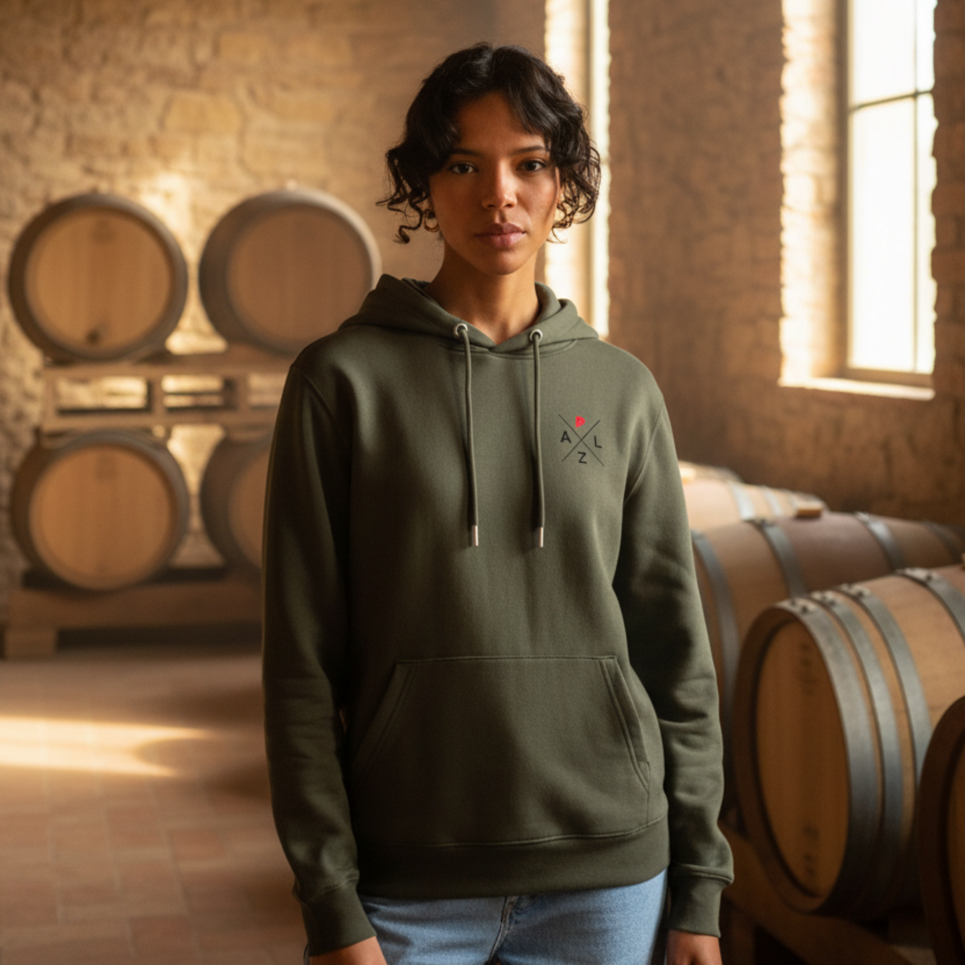 PALZ_Premium_hoodie_schwarzes_Logo_kahki