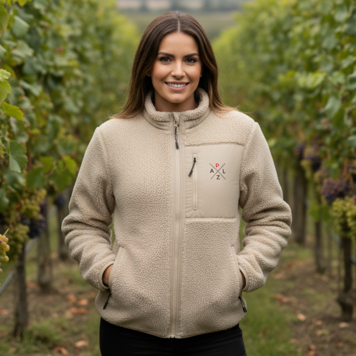 palz-sherpa-jacke-mit-einem-gestickten logo-im-Bezug-auf-die-pfalz