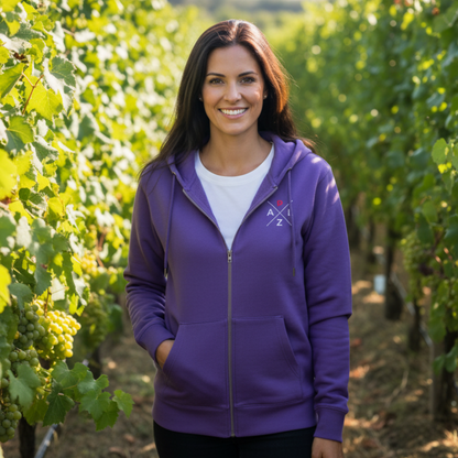tylischer PALZ Unisex Zipper in der Farbe Purple Love – moderne Pfälzer Streetwear für ein farbenfrohes Weinfest-Outfit.